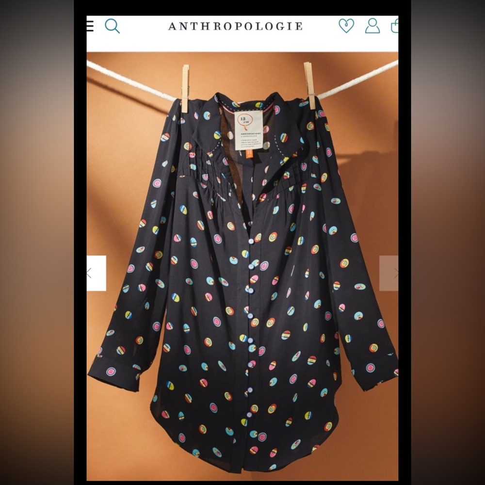 Anthropologie 13 of 52 Conversations Buttons Size 4 Button Down Womens Top
